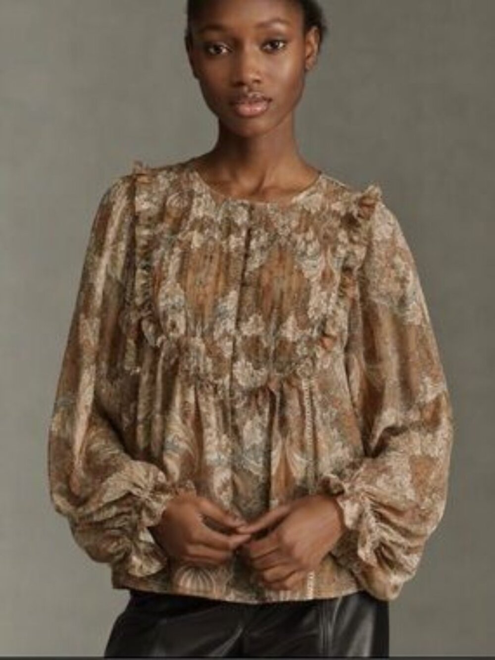 Anthropologie BISHOP + YOUNG Hawthorne Ruffle Paisley Blouse Size